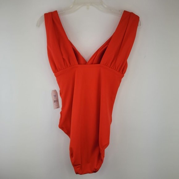 NWT Time & Tru Small 4/6 Orange One Piece Swimsuit Bathing Suit Waist Slimming - Picture 2 of 6